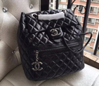2016 Chanel Black Original Leather Backpack Embellished With a cc Signature A92963