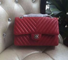 2016 Chanel CF Original Leather Classic Flap Bag 1112 Red Silver 1112