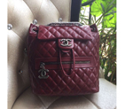 2016 Chanel Claret Original Leather Backpack Embellished With a cc Signature A92963