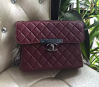 2016 Chanel Clasp Flap Bag in Original Calfskin leather Claret A90905 A90905