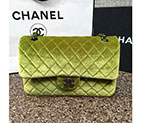 2016 Chanel Classic Flap Bag 1112 Original ArmyGreen velvet with Black Polished 1112