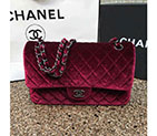 2016 Chanel Classic Flap Bag 1112 Original Claret velvet with Silver 1112