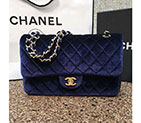 2016 Chanel Classic Flap Bag 1112 Original DarkBlue velvet with Gold 1112