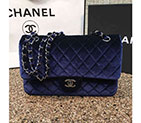 2016 Chanel Classic Flap Bag 1112 Original DarkBlue velvet with Silver 1112