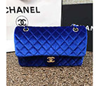 2016 Chanel Classic Flap Bag 1112 Original Royalblue velvet with Gold 1112