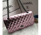 2016 Chanel Classic Flap Bag 1112 Shiny Iridescent Leather in Pink 1112