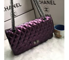 2016 Chanel Classic Flap Bag 1112 Shiny Iridescent Leather in Purple 1112