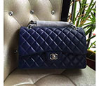 2016 Chanel Classic Flap Bag 1113 Blue Original Sheekskin leather Silver Hardware 1113