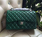 2016 Chanel Classic Flap Bag 1113 Green Original Sheekskin leather Silver Hardware 1113