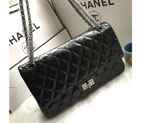 2016 Chanel Classic Flap Bag 1113 Shiny Iridescent Leather in Black 1113