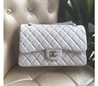 2016 Chanel Classic Flap Bag 1113 White Original Sheekskin leather Silver Hardware 1113