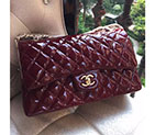 2016 Chanel Classic Flap Bag Original Patent Leather 1113 Burgundy with Gold 1113