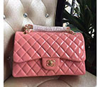 2016 Chanel Classic Flap Bag Original Patent Leather 1113 Pink with Gold 1113