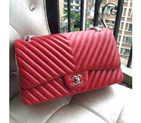 2016 Chanel Classic Flap Bag Original Sheepskin Leather 1113 Red with Silver 1113