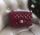 2016 Chanel Classic Flap Bags Original Patent leather A1116 in Red with Gold hardware A1116