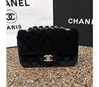 2016 Chanel Classic Flap Bags Original velvet A1116 in Black with Gold hardware A1116