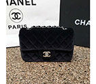 2016 Chanel Classic Flap Bags Original velvet A1116 in Black with Silver hardware A1116