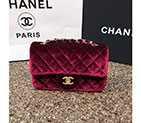 2016 Chanel Classic Flap Bags Original velvet A1116 in Claret with Gold hardware A1116