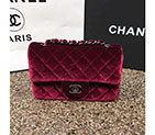 2016 Chanel Classic Flap Bags Original velvet A1116 in Claret with Silver hardware A1116