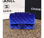 2016 Chanel Classic Flap Bags Original velvet A1116 in Royalblue with Black Polished A1116