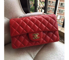 2016 Chanel Classic Mini Flap Bags Original sheepskin leather A1116 in Red with Gold A1116