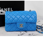2016 Chanel Classic Mini Flap Bags Original sheepskin leather A1116 in Skyblue with Silver A1116