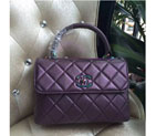 2016 Chanel Classic Top Handle Bag Original Deer Leather A92236 Purple with Magic color buckle A92236