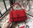 2016 Chanel Classic Top Tote Bag Original Python Leather A95169 Red A95169