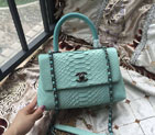 2016 Chanel Classic Top Tote Bag Original Snake Leather A95169 Mint Green A95169