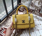 2016 Chanel Classic Top Tote Bag Original Snake Leather A95169 Yellow A95169