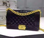 2016 Chanel LE Boy Flap Shoulder Bag Original Patent Leather A67086 Black A67086