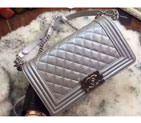 2016 Chanel LE Boy Flap Shoulder Bag Original Patent Leather A67086 Silver A67086