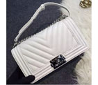 2016 Chanel LE Boy Flap Shoulder Bag Original sheepskin Leather A92058 White A92058