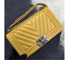 2016 Chanel LE Boy Flap Shoulder Bag Original sheepskin Leather A92058 Yellow A92058