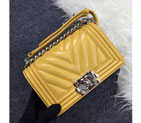 2016 Chanel LE Boy Flap Shoulder Bag Original sheepskin Leather A92059 Yellow A92059