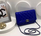2016 Chanel LE Boy WOC A33815 Original Patent Leather Blue A33815