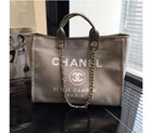 2016 Chanel Large Canvas Tote Shopping Bag A68046 Gray A68046