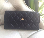 2016 Chanel Matelasse Bi-Fold Wallet Original Sheepskin Leather A50096 Black with Gold A50096