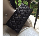 2016 Chanel Matelasse Bi-Fold Wallet Original Sheepskin Leather A50096 Black with Silver A50096