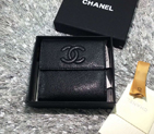 2016 Chanel Matelasse Tri-Fold Wallet Caviar Leather A48980 Black A48980