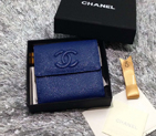 2016 Chanel Matelasse Tri-Fold Wallet Caviar Leather A48980 Blue A48980