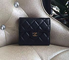 2016 Chanel Matelasse Tri-Fold Wallet Original Sheepskin Leather A82288 Black in Gold Hardware A82288