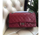 2016 Chanel Original Glazed Crackled Leather Classic Flap Bag 1113 Burgundy Silver 1113