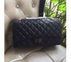 2016 Chanel Original Glazed Crackled Leather Classic Flap Bag A28668 Black in Silver A28668