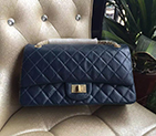 2016 Chanel Original Glazed Crackled Leather Classic Flap Bag A28668 Blue in Gold A28668