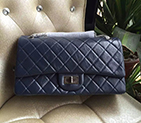 2016 Chanel Original Glazed Crackled Leather Classic Flap Bag A28668 Blue in Silver A28668