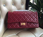 2016 Chanel Original Glazed Crackled Leather Classic Flap Bag A28668 Claret in Gold A28668