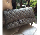 2016 Chanel Original Glazed Crackled Leather Classic Flap Bag A28668 Gray A28668