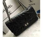 2016 Chanel Sheekskin Classic Flap Bag A8113 Black A8113