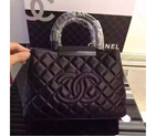 2016 Chanel Sheepskin Leather Tote shoulder Bag A66066 Black A66066